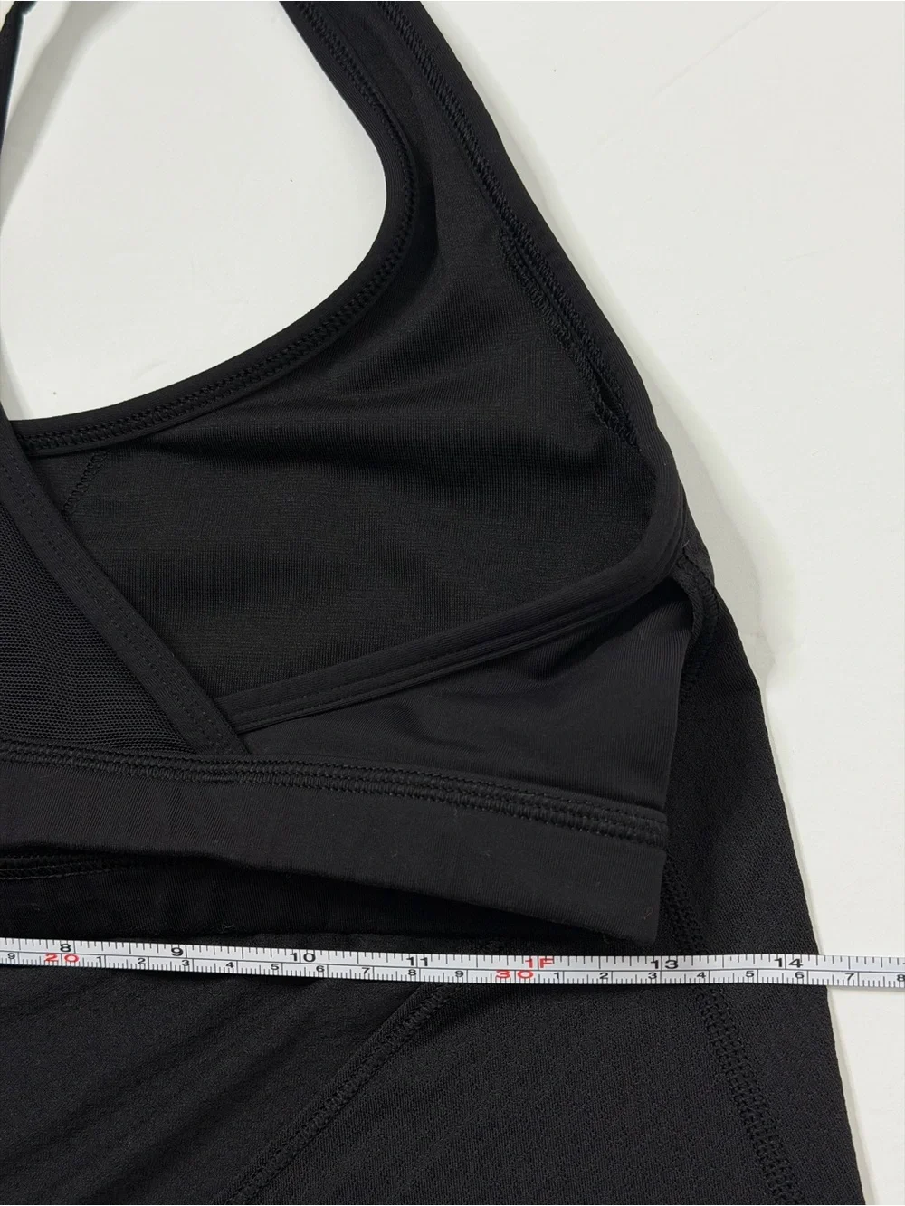 Lululemon Black Minimalist Tank W/Racerback Sport Bra Open Back Drape Size 6